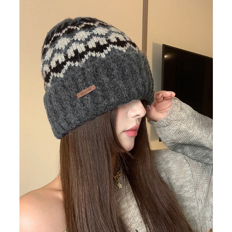 フェアアイル柄ニット帽防寒ニットキャップ | SUNSHINE CLOSET | 詳細画像3 