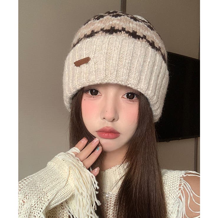 フェアアイル柄ニット帽防寒ニットキャップ | SUNSHINE CLOSET | 詳細画像4 