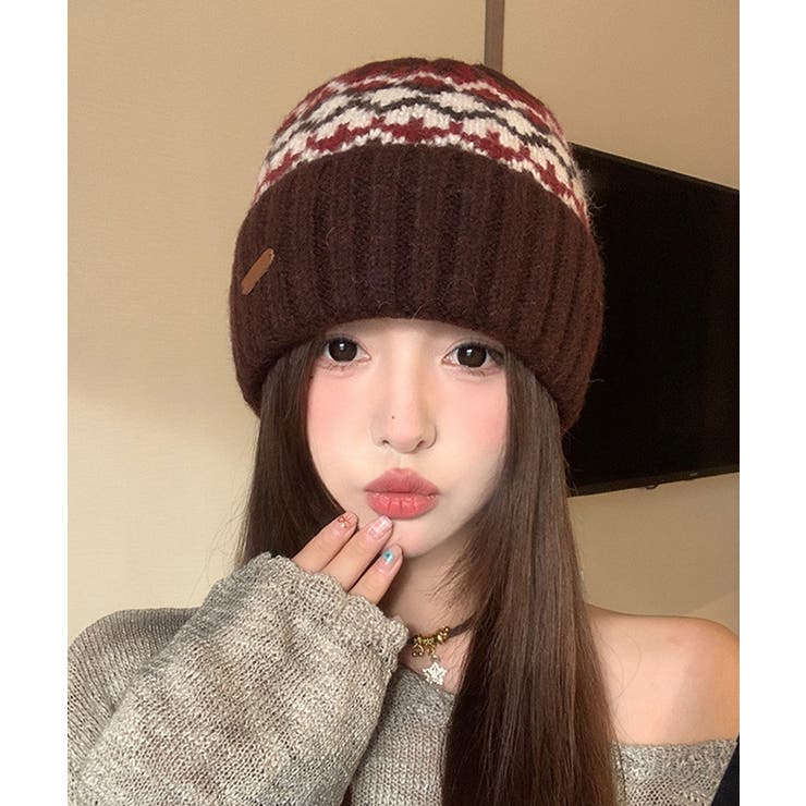 フェアアイル柄ニット帽防寒ニットキャップ | SUNSHINE CLOSET | 詳細画像5 