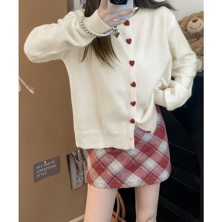 ハートボタンニットカーディガン秋冬韓国風 | SUNSHINE CLOSET | 詳細画像8 
