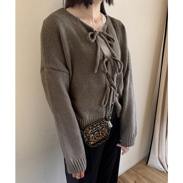 リボンカーディガン前後2WAYニット春秋 | SUNSHINE CLOSET | 詳細画像12 