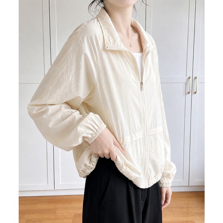 長袖ジップパーカーレディース 春夏薄手シアーカーディガン 体型カバーラッシュガー… | SUNSHINE CLOSET | 詳細画像2 
