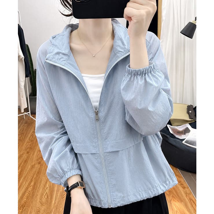 長袖ジップパーカーレディース 春夏薄手シアーカーディガン 体型カバーラッシュガー… | SUNSHINE CLOSET | 詳細画像9 