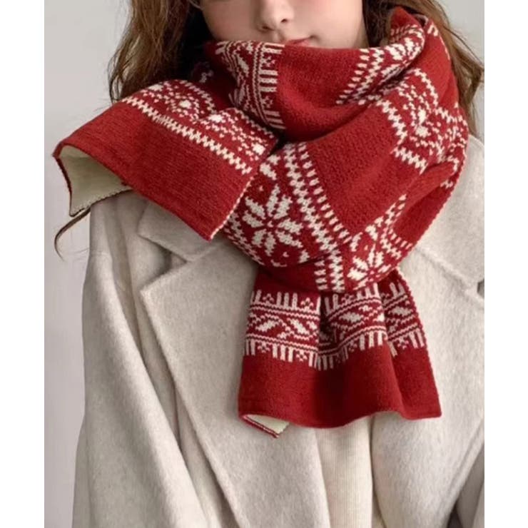 ノルディック柄ニットマフラー 肩掛け秋冬 | SUNSHINE CLOSET | 詳細画像1 