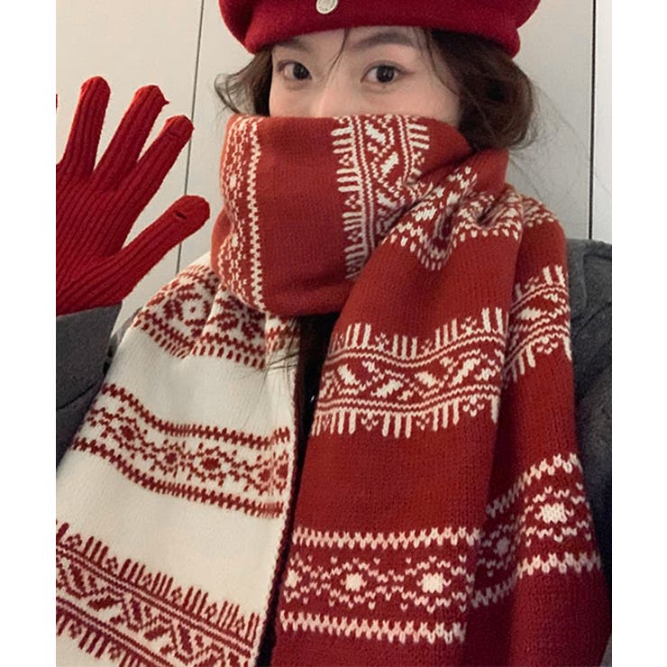 ノルディック柄ニットマフラー 肩掛け秋冬 | SUNSHINE CLOSET | 詳細画像3 