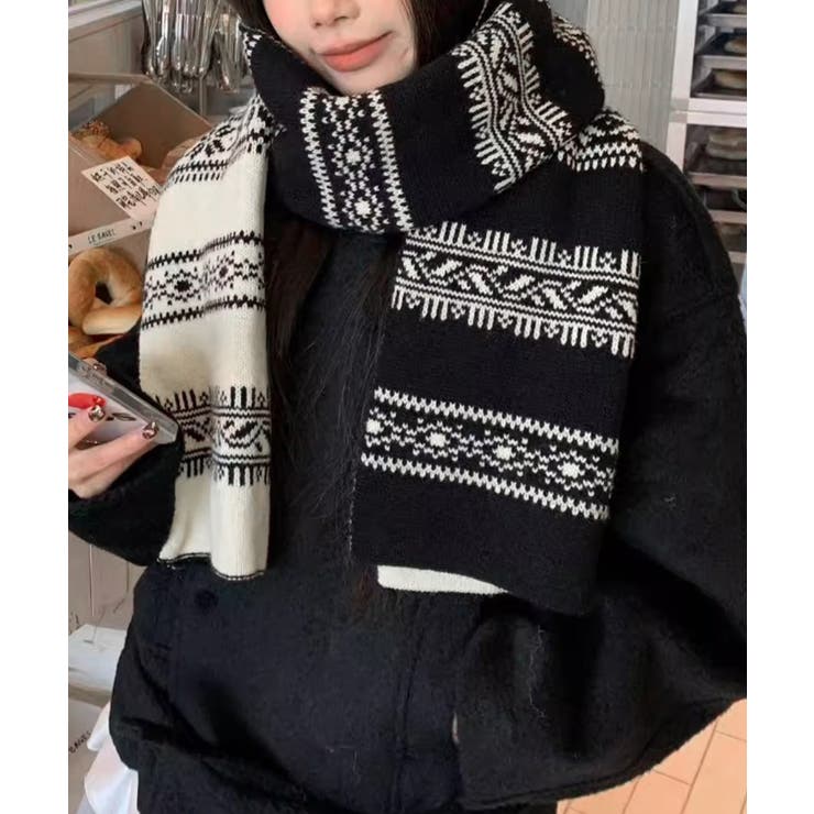 ノルディック柄ニットマフラー 肩掛け秋冬 | SUNSHINE CLOSET | 詳細画像5 