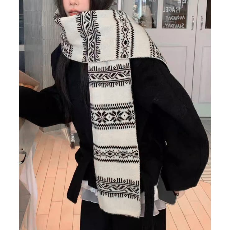 ノルディック柄ニットマフラー 肩掛け秋冬 | SUNSHINE CLOSET | 詳細画像6 
