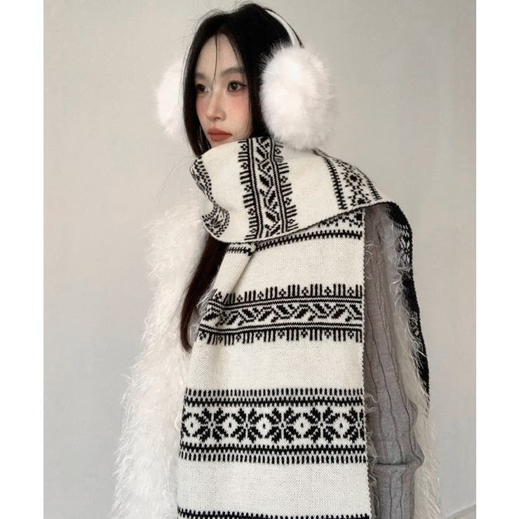 ノルディック柄ニットマフラー 肩掛け秋冬 | SUNSHINE CLOSET | 詳細画像8 