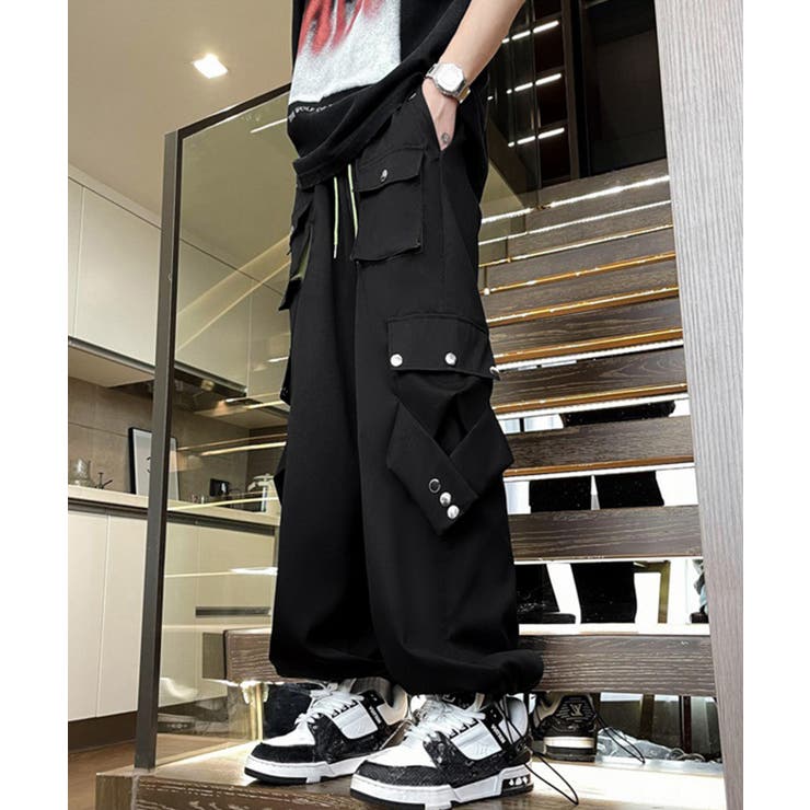 ストリートパンツレディース かっこいいワイドパンツ ウエストゴム楽ちんパンツ | SUNSHINE CLOSET | 詳細画像15 