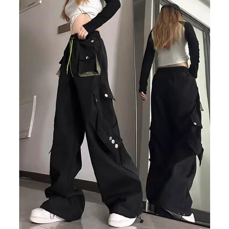 ストリートパンツレディース かっこいいワイドパンツ ウエストゴム楽ちんパンツ | SUNSHINE CLOSET | 詳細画像5 