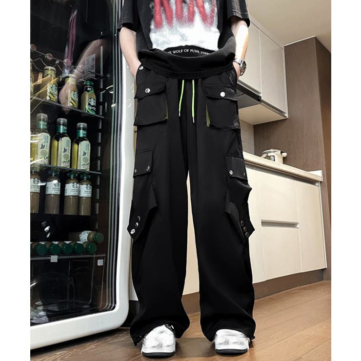 ストリートパンツレディース かっこいいワイドパンツ ウエストゴム楽ちんパンツ | SUNSHINE CLOSET | 詳細画像9 