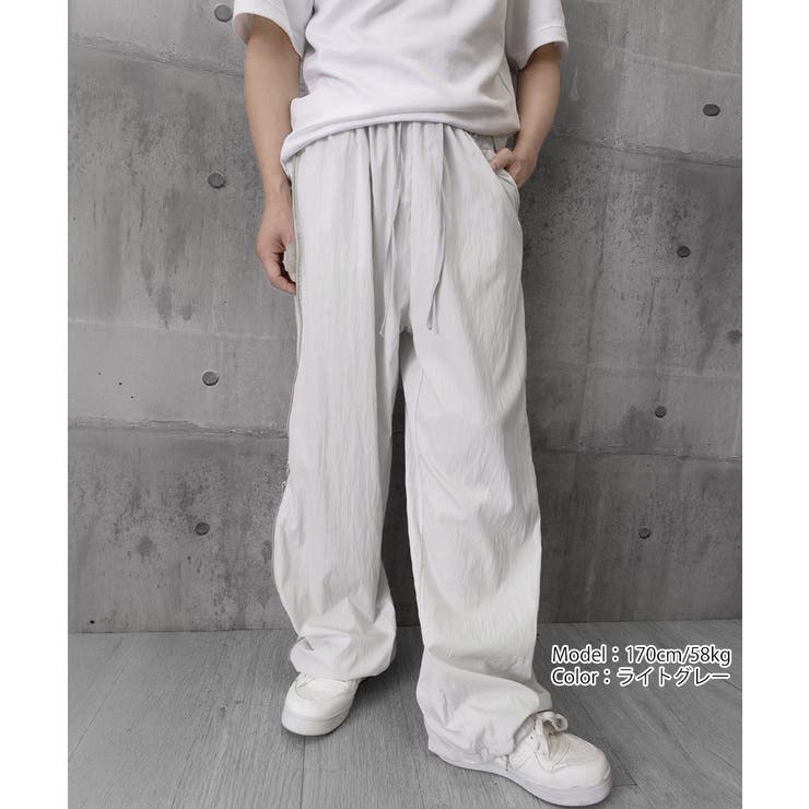 速乾ナイロンパンツメンズ ワイドパンツゆったり サイドファスナーメッシュパンツド… | SUNSHINE CLOSET | 詳細画像28 
