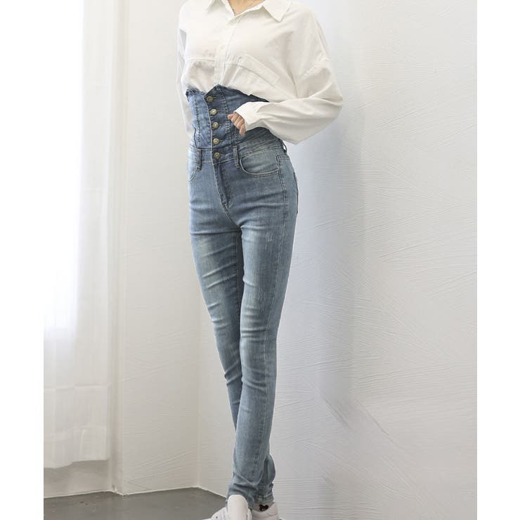 韓国デニム ハイウエスト スキニーパンツ | SUNSHINE CLOSET | 詳細画像20 