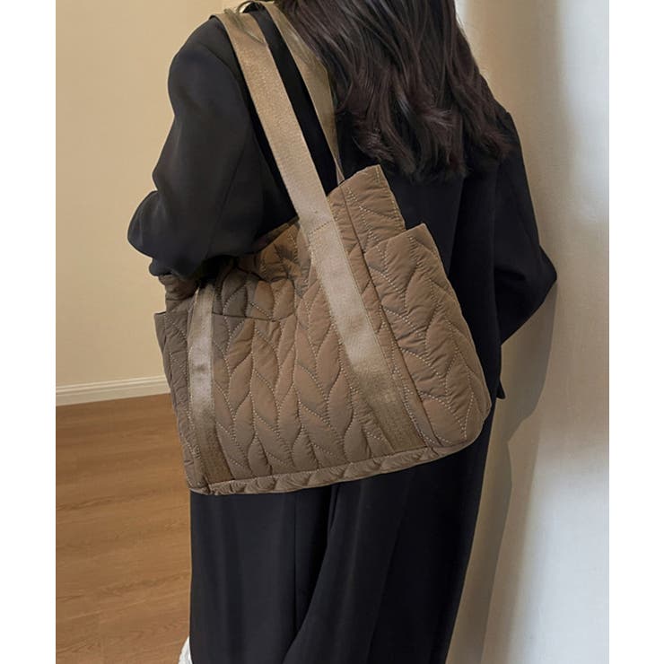 キルティングトートバッグ 韓国風鞄 軽量[品番：AGCW0005911