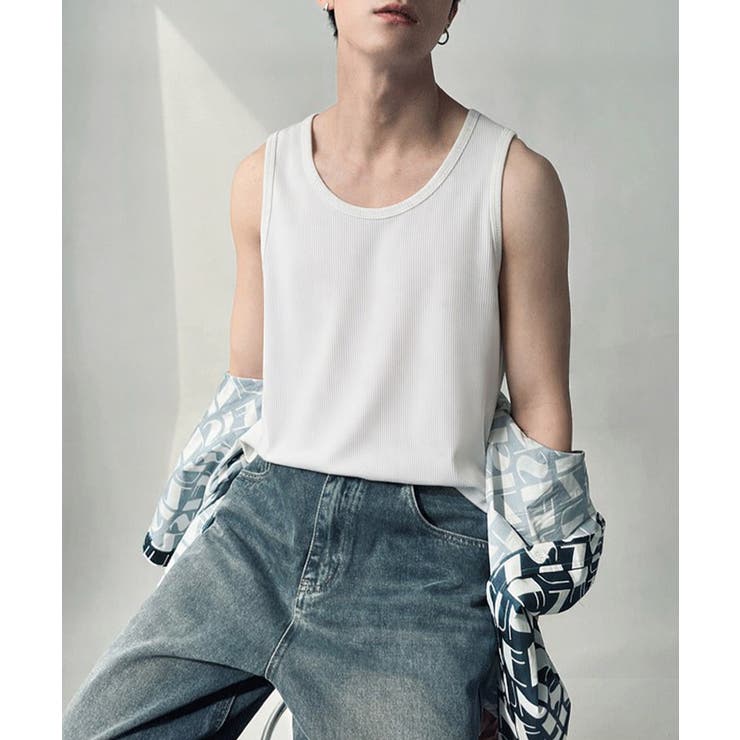 韓国風ノースリーブTシャツメンズ無地 ゆったりトップスおしゃれ 肩出しトップス男… | SUNSHINE CLOSET | 詳細画像3 