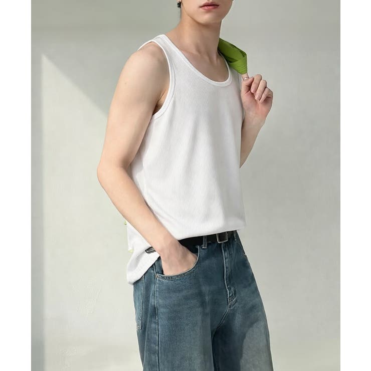 韓国風ノースリーブTシャツメンズ無地 ゆったりトップスおしゃれ 肩出しトップス男… | SUNSHINE CLOSET | 詳細画像5 