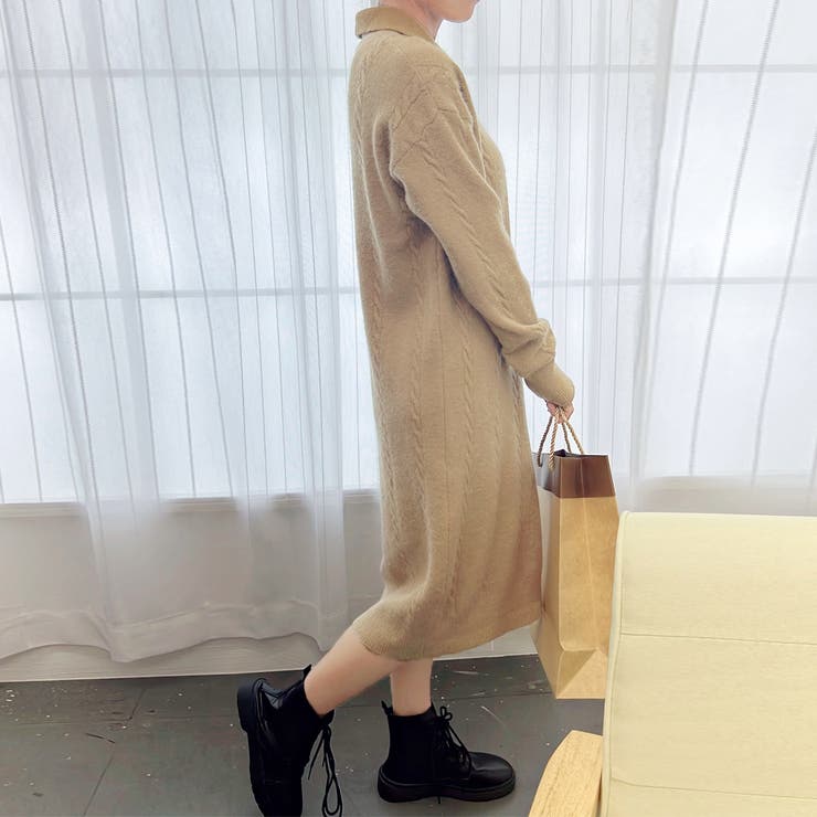 ケーブル編み ニットワンピース 韓国秋冬 | SUNSHINE CLOSET | 詳細画像13 