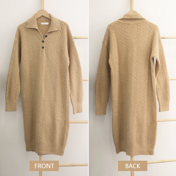 ケーブル編み ニットワンピース 韓国秋冬 | SUNSHINE CLOSET | 詳細画像3 