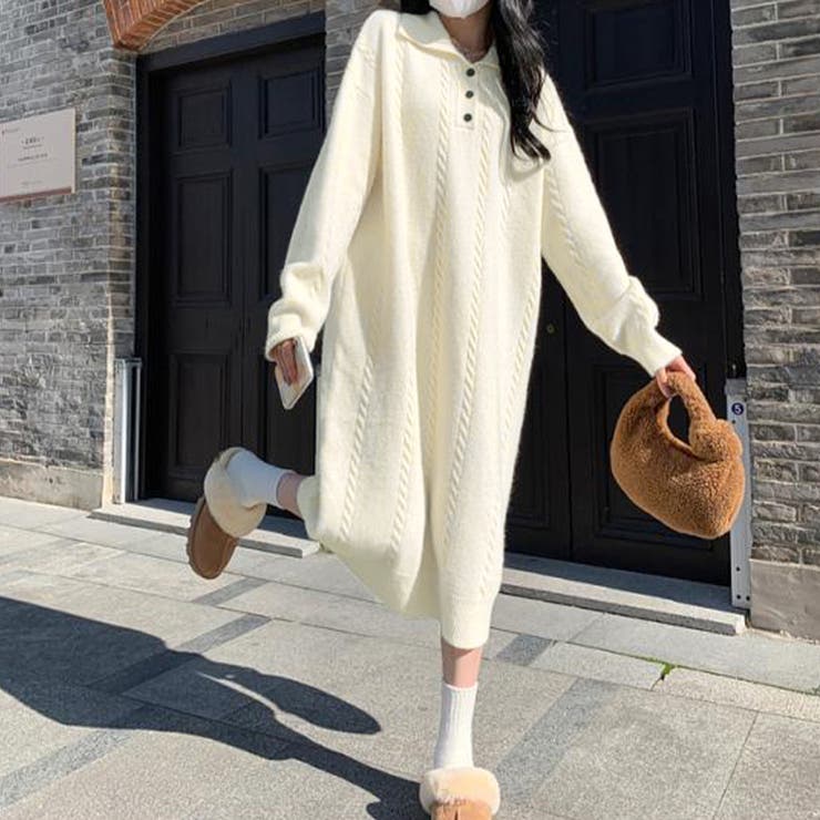 ケーブル編み ニットワンピース 韓国秋冬 | SUNSHINE CLOSET | 詳細画像5 