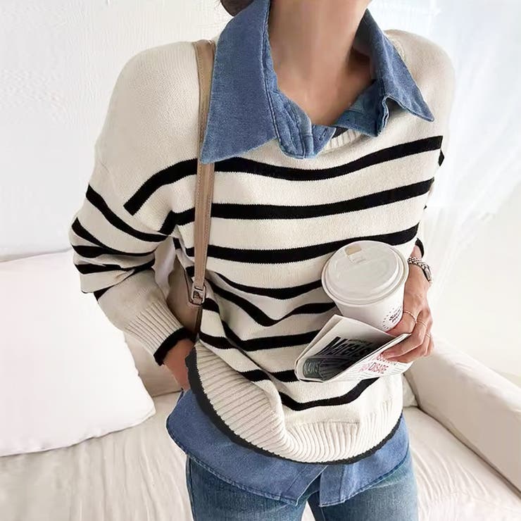 ドッキングニットトップス レディース韓国 | SUNSHINE CLOSET | 詳細画像12 