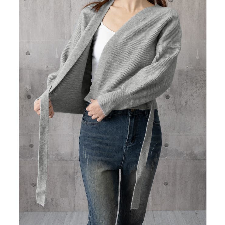 ニットトップス カシュクールニット 韓国[品番：AGCW0004973