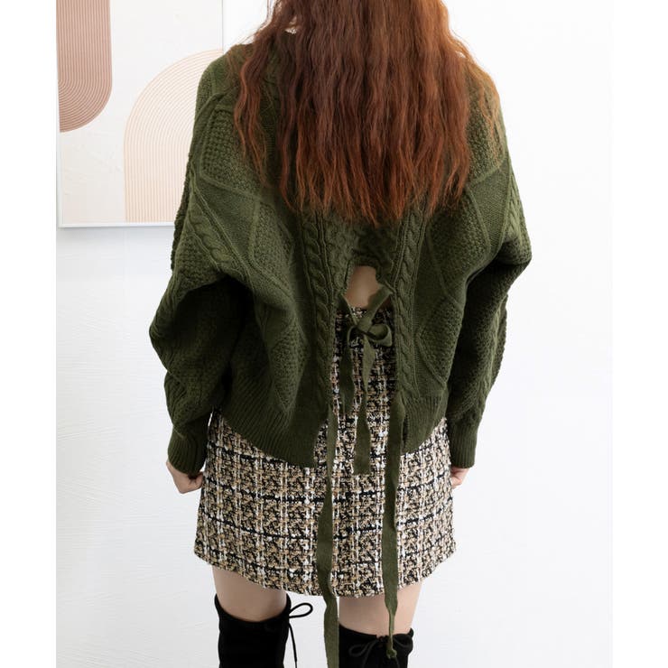 ケーブル編みニットトップス バックリボン | SUNSHINE CLOSET | 詳細画像1 