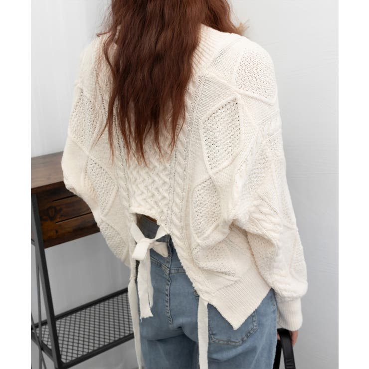 ケーブル編みニットトップス バックリボン | SUNSHINE CLOSET | 詳細画像12 