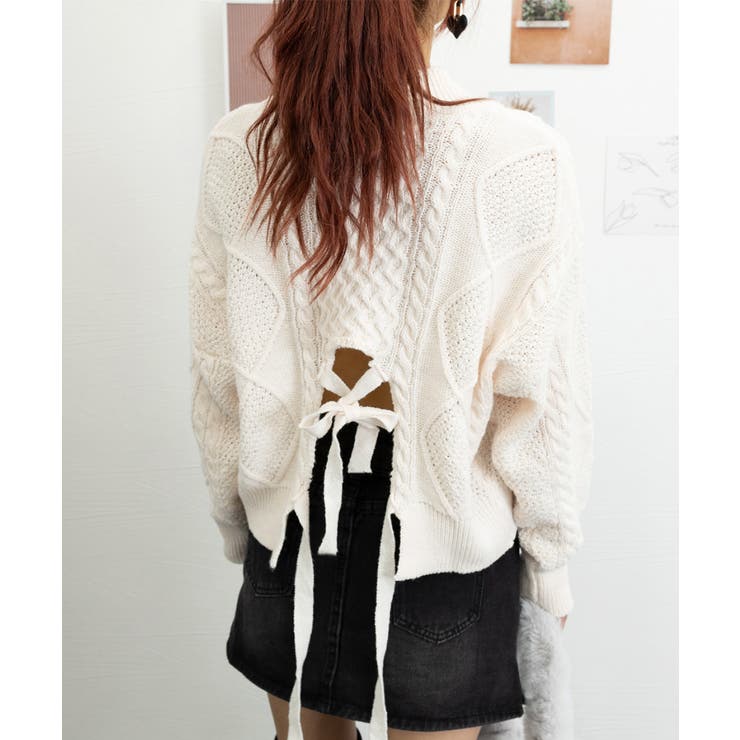 ケーブル編みニットトップス バックリボン | SUNSHINE CLOSET | 詳細画像17 