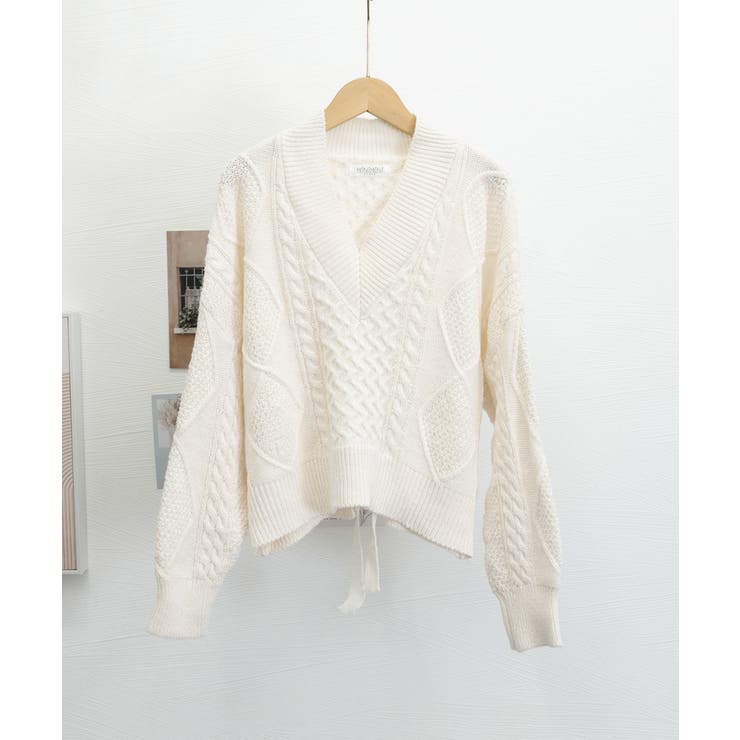 ケーブル編みニットトップス バックリボン | SUNSHINE CLOSET | 詳細画像18 