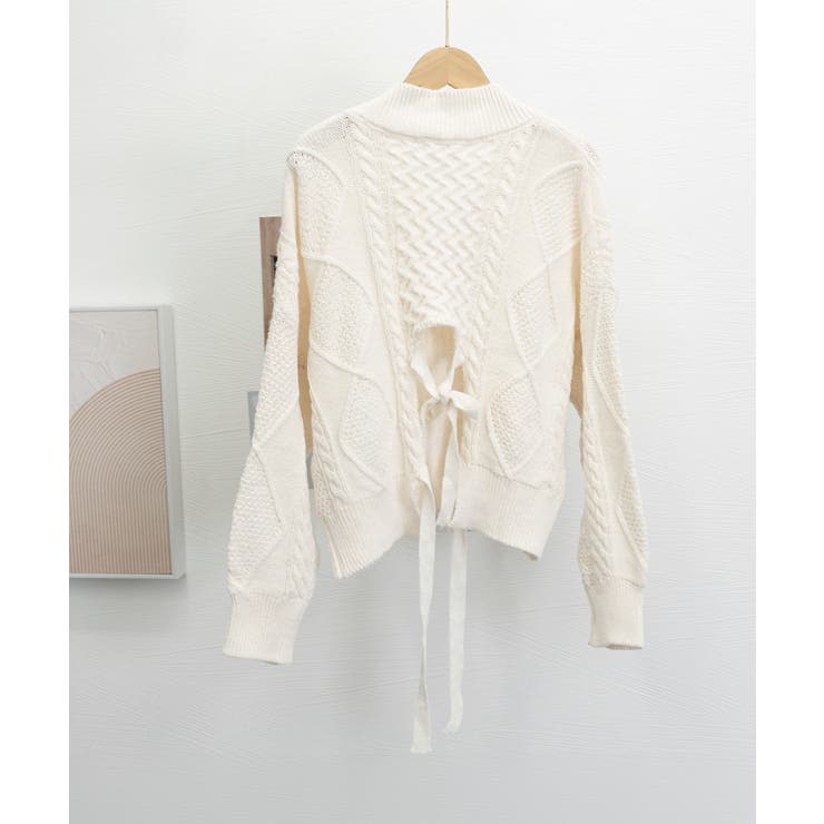 ケーブル編みニットトップス バックリボン | SUNSHINE CLOSET | 詳細画像19 