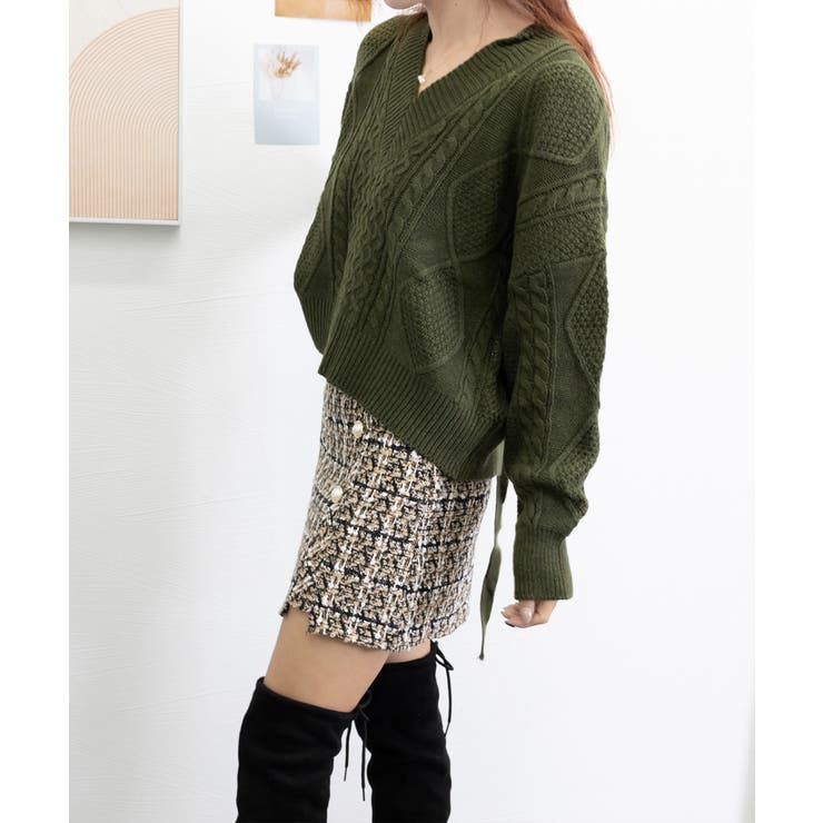 ケーブル編みニットトップス バックリボン | SUNSHINE CLOSET | 詳細画像4 