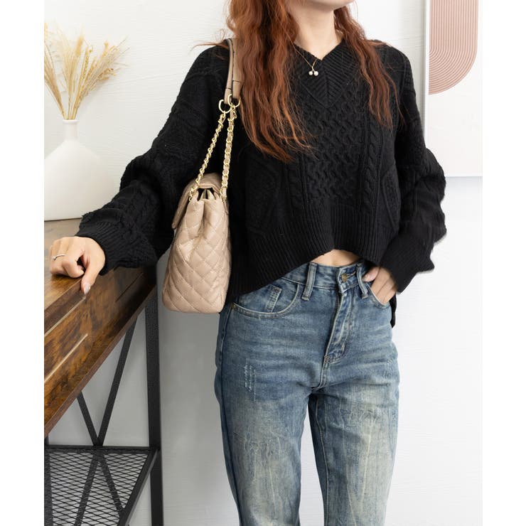 ケーブル編みニットトップス バックリボン | SUNSHINE CLOSET | 詳細画像6 