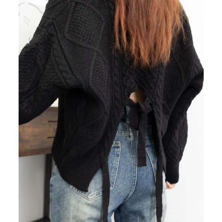 ケーブル編みニットトップス バックリボン | SUNSHINE CLOSET | 詳細画像9 