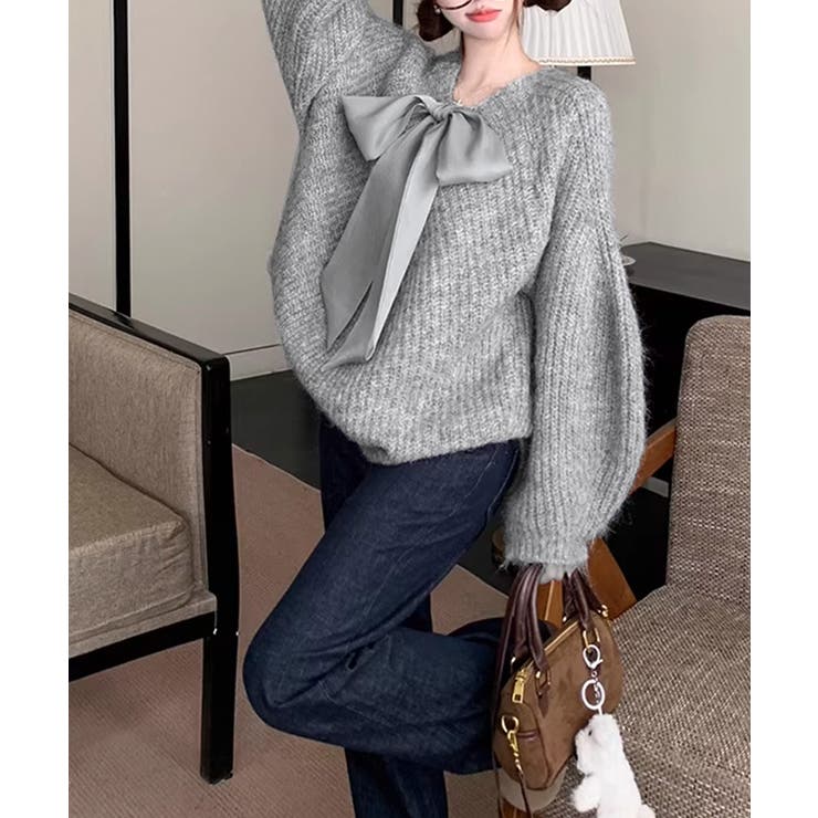 ビッグリボンタイニットプルオーバー韓国風 | SUNSHINE CLOSET | 詳細画像19 