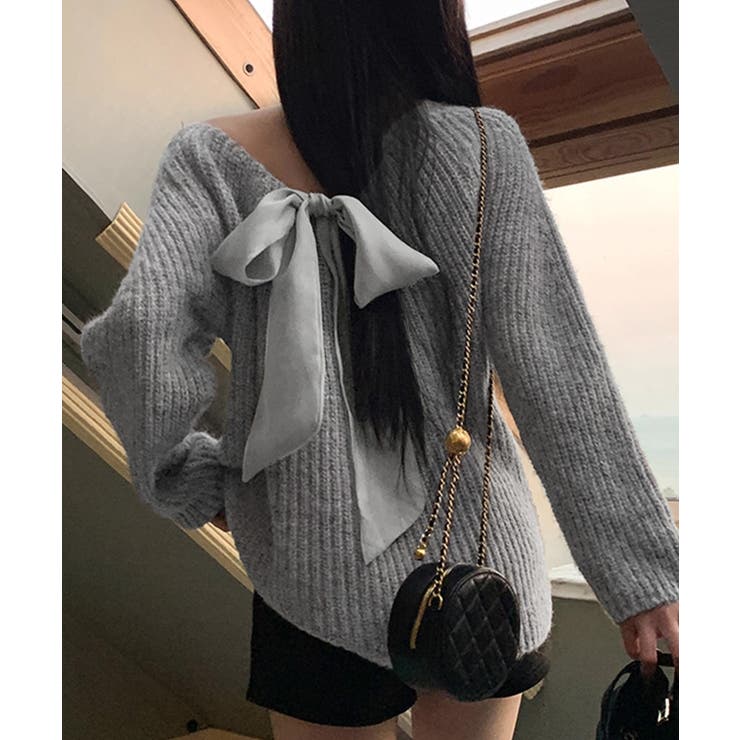 ビッグリボンタイニットプルオーバー韓国風 | SUNSHINE CLOSET | 詳細画像4 