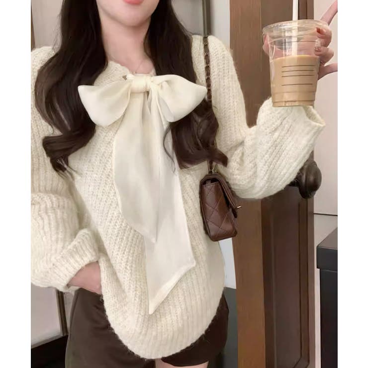 ビッグリボンタイニットプルオーバー韓国風 | SUNSHINE CLOSET | 詳細画像5 