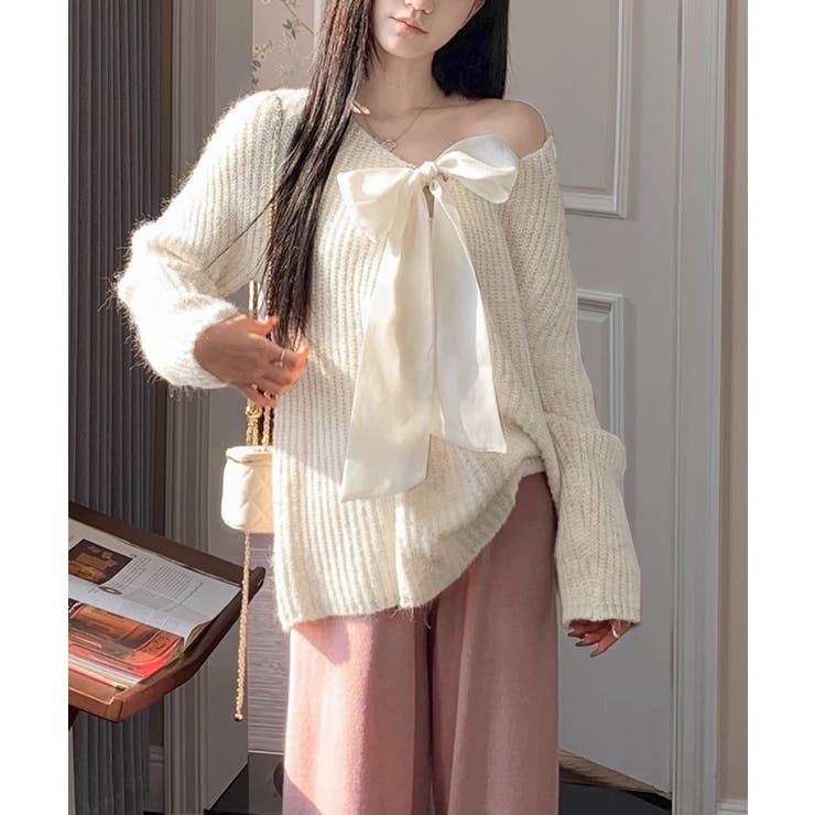 ビッグリボンタイニットプルオーバー韓国風 | SUNSHINE CLOSET | 詳細画像6 