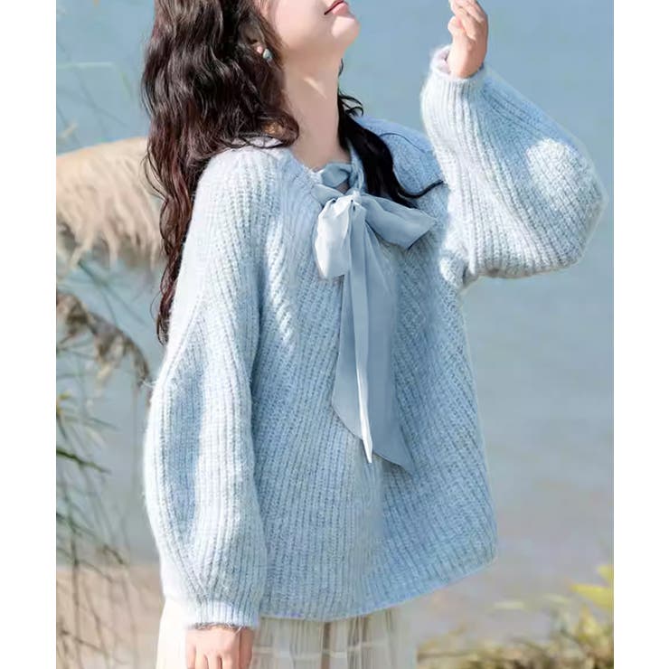 ビッグリボンタイニットプルオーバー韓国風 | SUNSHINE CLOSET | 詳細画像8 
