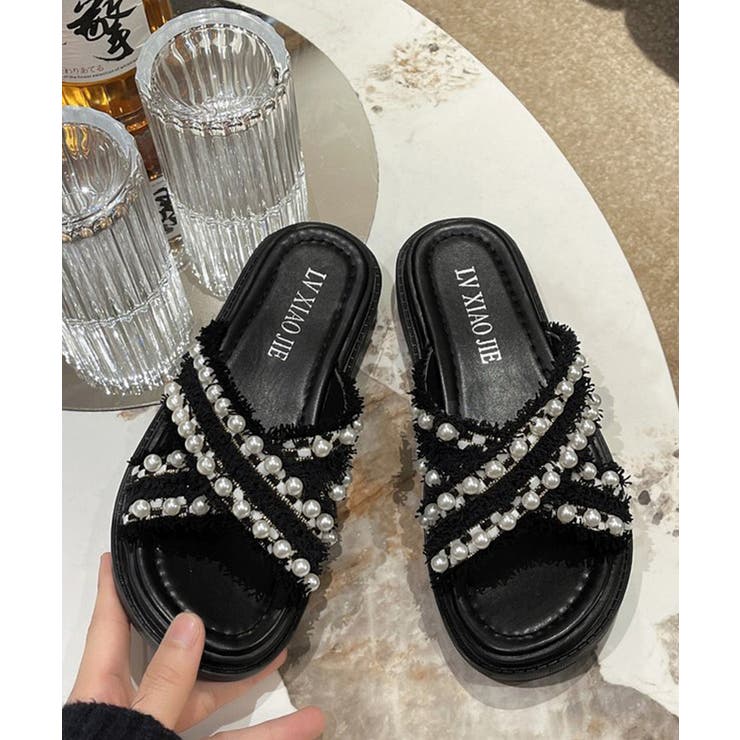 厚底サンダル パール付き クロスサンダル | SUNSHINE CLOSET | 詳細画像13 