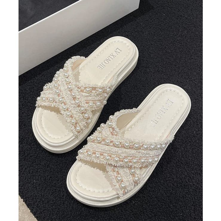 厚底サンダル パール付き クロスサンダル | SUNSHINE CLOSET | 詳細画像14 