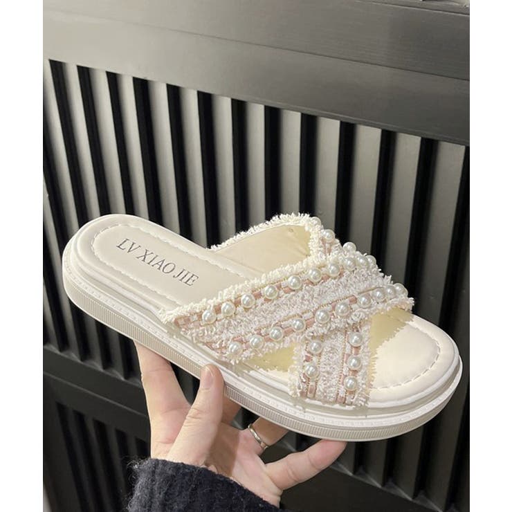 厚底サンダル パール付き クロスサンダル | SUNSHINE CLOSET | 詳細画像15 