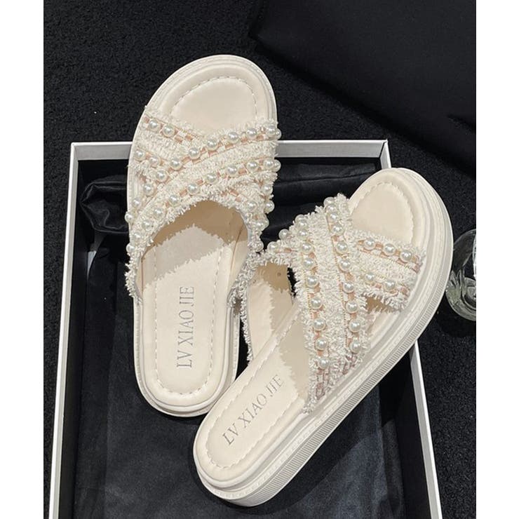 厚底サンダル パール付き クロスサンダル | SUNSHINE CLOSET | 詳細画像16 