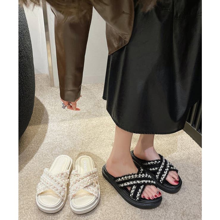 厚底サンダル パール付き クロスサンダル | SUNSHINE CLOSET | 詳細画像9 