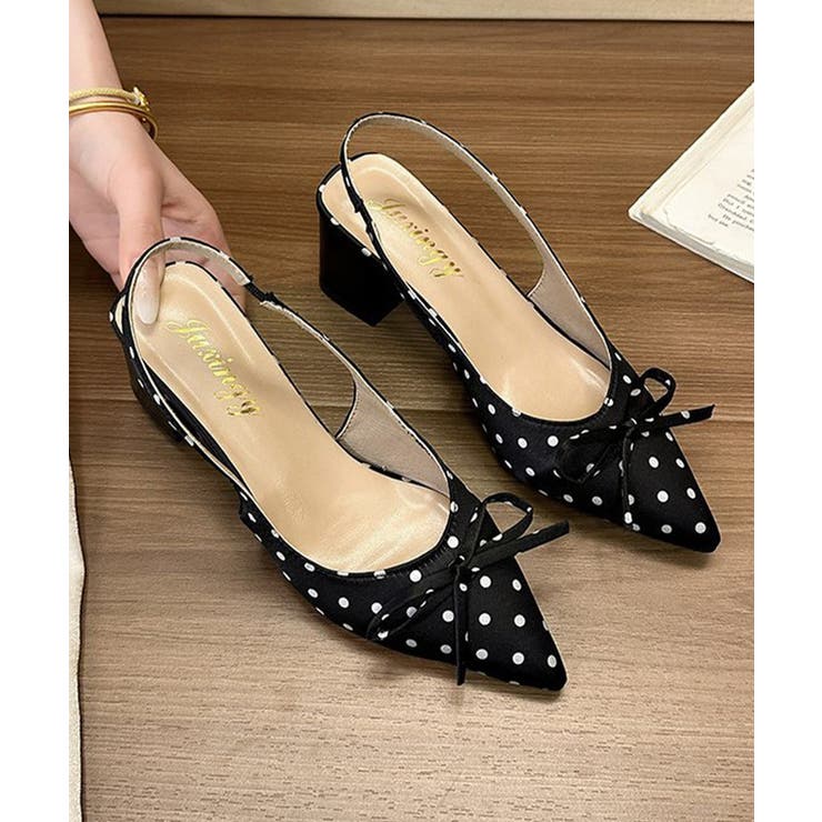 上品ドット柄パンプス チャンキーヒール 美脚見え春夏シューズレディース | SUNSHINE CLOSET | 詳細画像24 