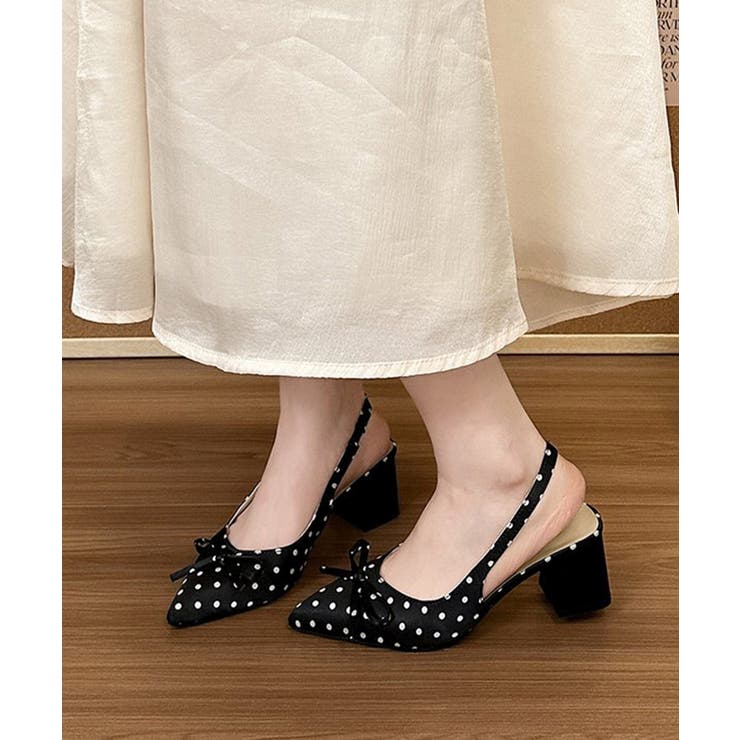上品ドット柄パンプス チャンキーヒール 美脚見え春夏シューズレディース | SUNSHINE CLOSET | 詳細画像8 