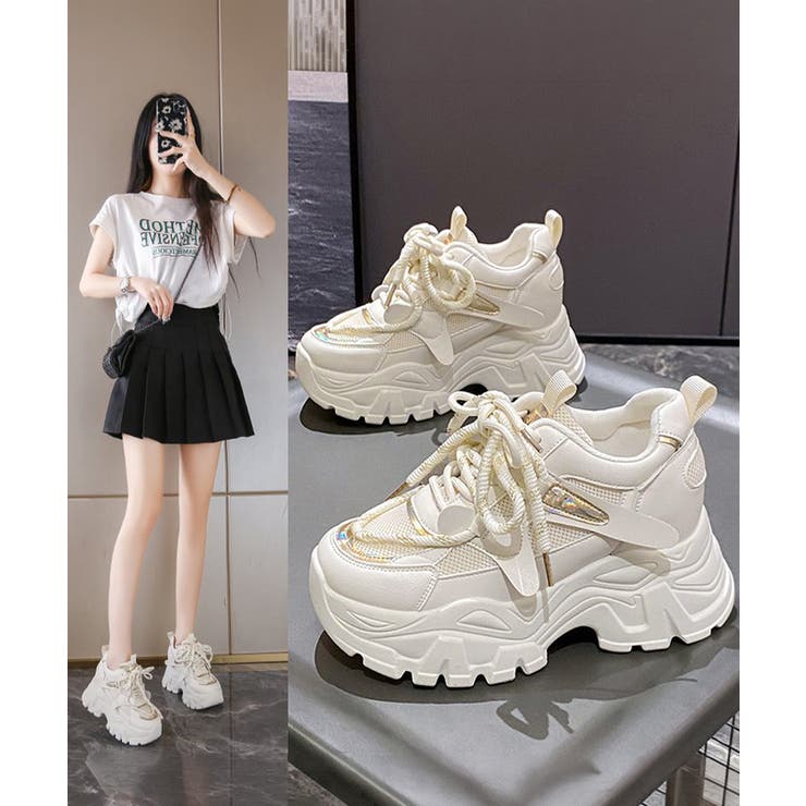 ボリュームソール レースアップ厚底スニーカー軽量 脚長見えカジュアルシューズ | SUNSHINE CLOSET | 詳細画像13 