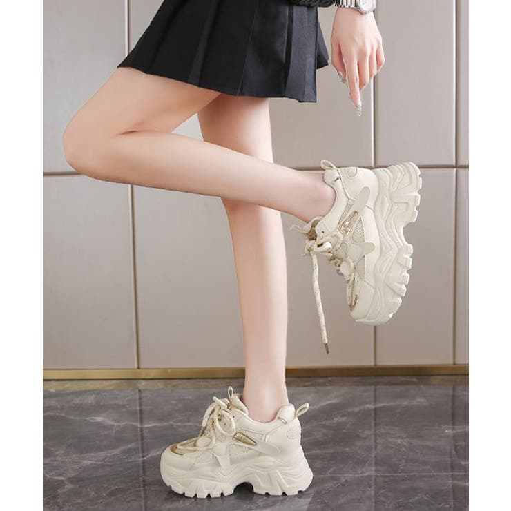 ボリュームソール レースアップ厚底スニーカー軽量 脚長見えカジュアルシューズ | SUNSHINE CLOSET | 詳細画像8 