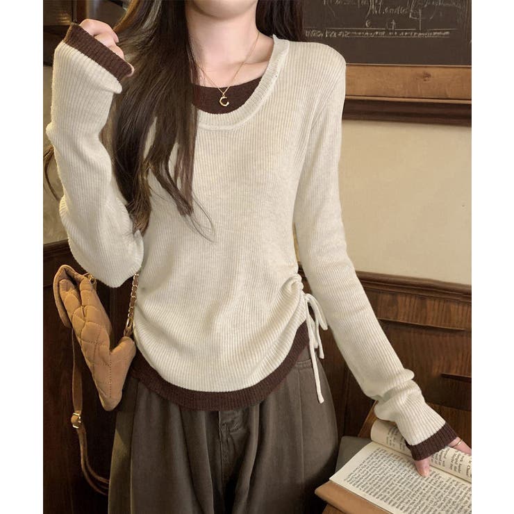 レイヤード風トップス長袖Tシャツ 韓国風 | SUNSHINE CLOSET | 詳細画像1 