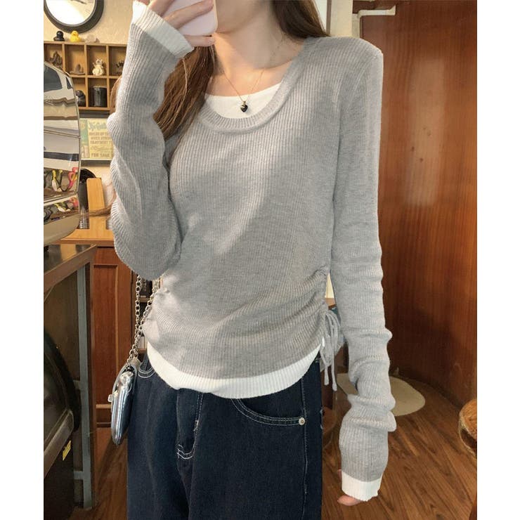 レイヤード風トップス長袖Tシャツ 韓国風 | SUNSHINE CLOSET | 詳細画像13 