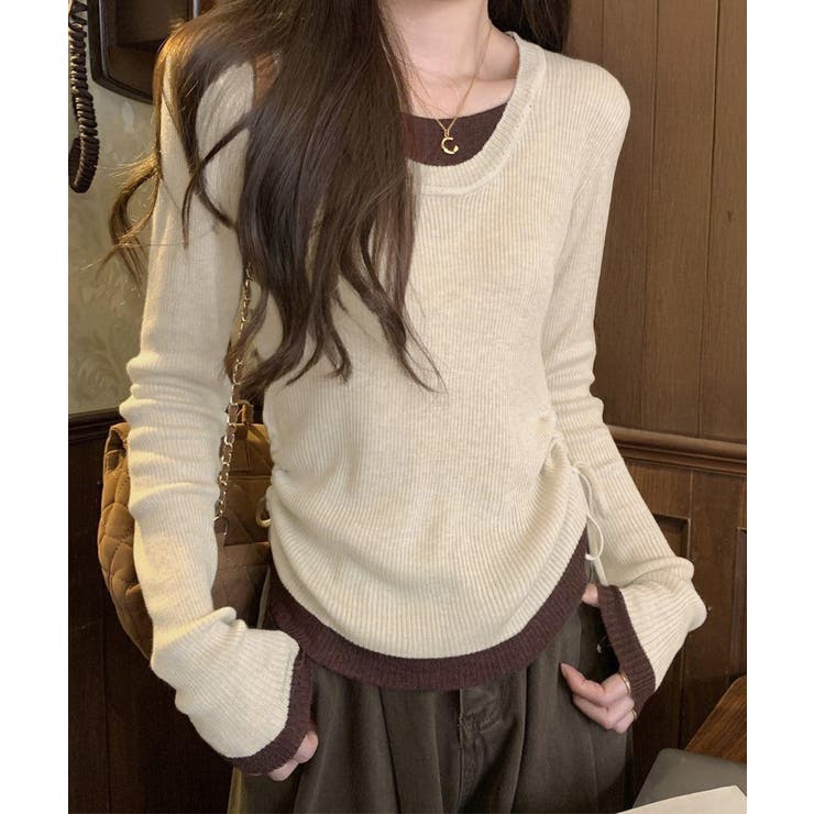 レイヤード風トップス長袖Tシャツ 韓国風 | SUNSHINE CLOSET | 詳細画像2 